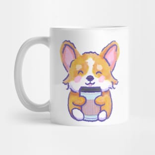 Happy Corgi Kawaii Coffee Lovers Watercolor digital Illustration Mug